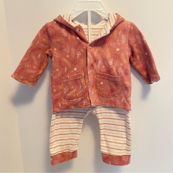 HARRY & Violet Baby Girls 2 Piece Reversible Hoodie W/ Pants Set Size 0-3 Months - Picture 1 of 10